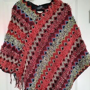 Chic‎ Ruff fringed Boho poncho  one size